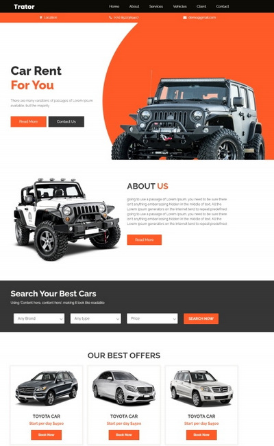 汽车租赁服务公司静态html5模板
