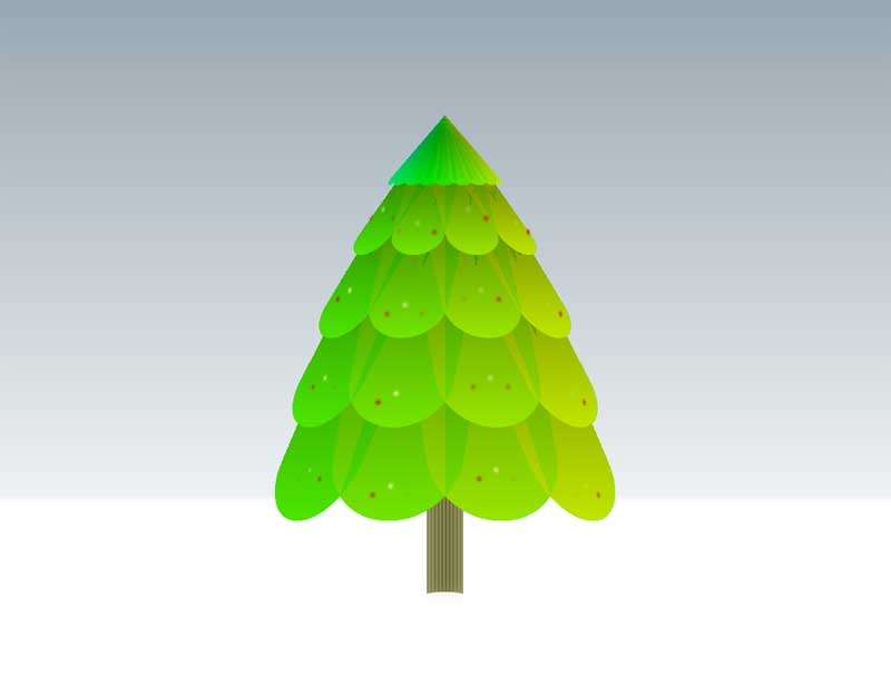 纯css3属性绘制卡通绿色的节日树动画特效
