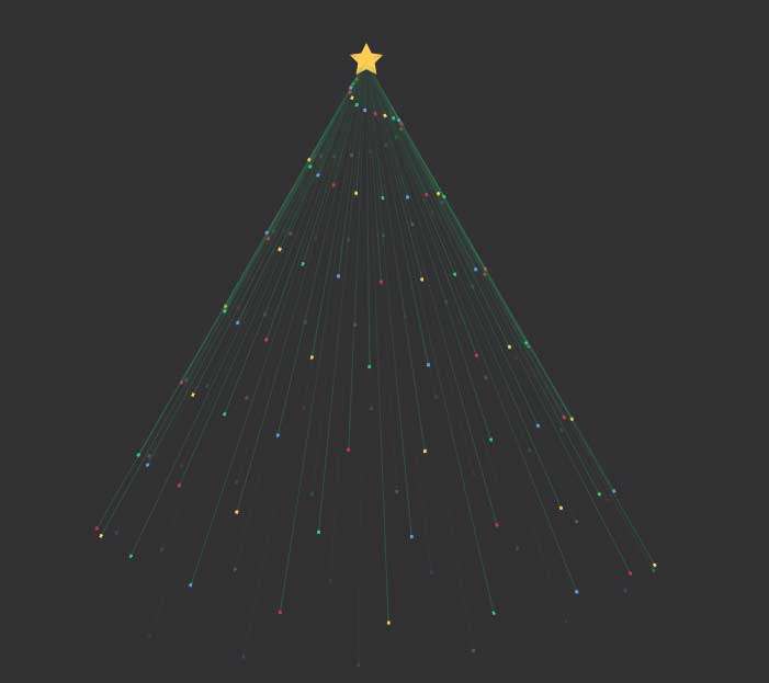 css3绘制发光线条的圣诞树旋转动画特效