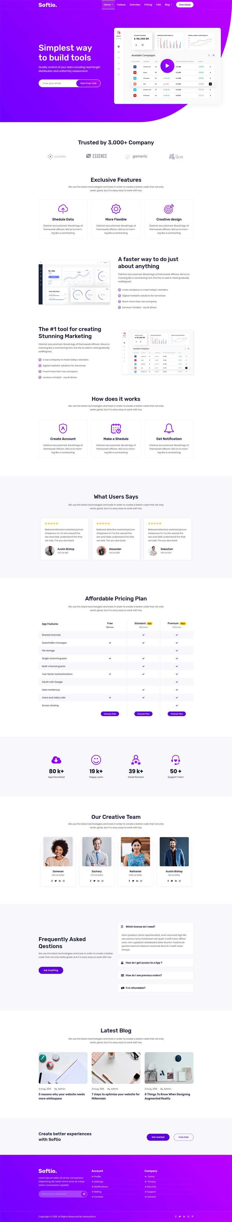 英文版企业软件应用着陆页静态html模板