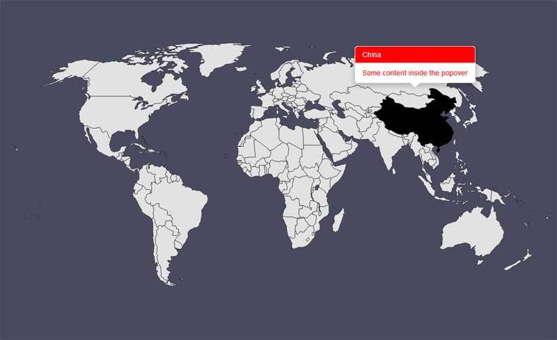 html5 svg世界地图地区提示框代码