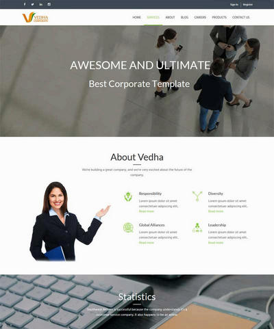 宽屏通用的商务咨询公司网站html5模板