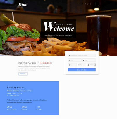 简单美食餐厅网上预订网站模板