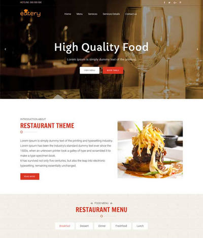 宽屏大气美食餐厅网页模板下载