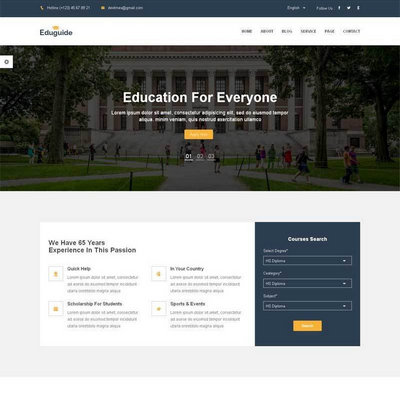 扁平化国外大学教育机构html整站网站模板