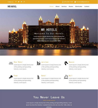国外酒店信息展示html整站网站模板