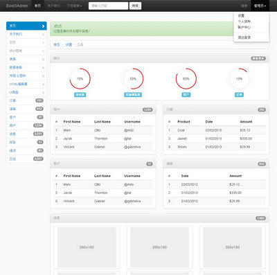 简洁bootstrap响应式Admin后台管理html模板下载