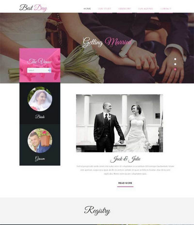 简洁宽屏国外婚纱摄影网站静态html模板