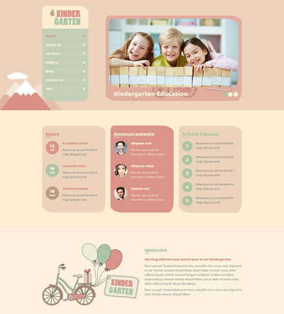 响应式卡通风格幼儿园教育html静态网站模板