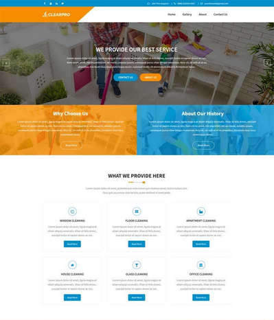 宽屏保洁清洗服务公司html网站模板