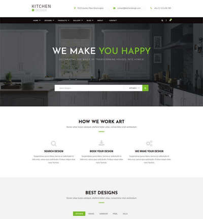 宽屏室内家具厨房设计公司html静态模板
