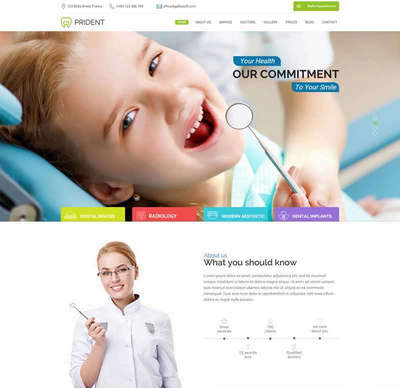 宽屏儿童牙科医院html网站模板