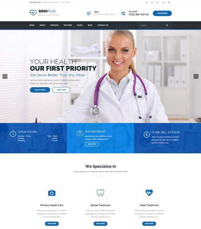 大气儿童医院医疗服务网站模板html整站