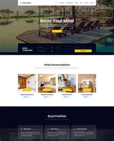 大气假日皇冠酒店预订html网站模板