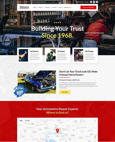 Bootstrap汽车修理店静态html网站模板