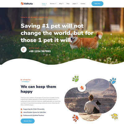卡通宠物店展示html5静态网站模板。