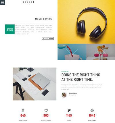 宽屏扁平化音乐公司html静态网站模板