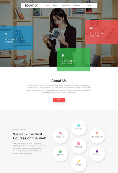 宽屏教育培训机构通用网页html模板