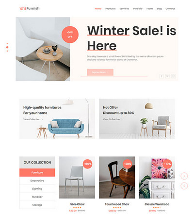 家具办公桌椅企业官方html网页模板