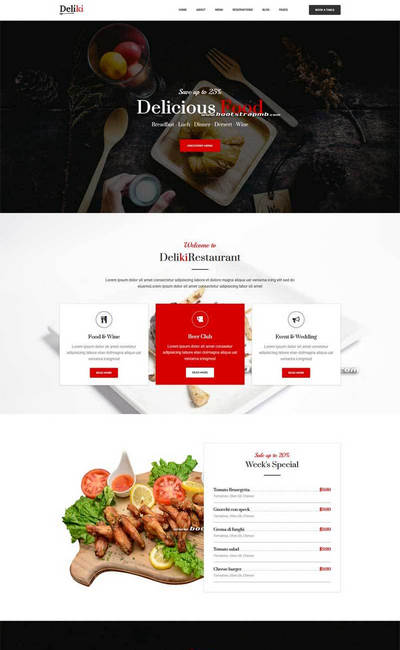 餐饮美食西餐厅Bootstrap网站模板