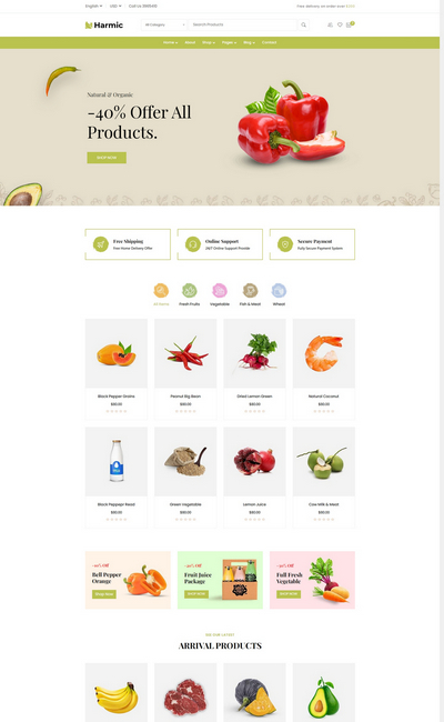 健康有机蔬菜水果html5网站模板