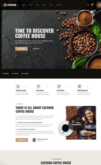多风格咖啡店宣传加盟企业html网站模板