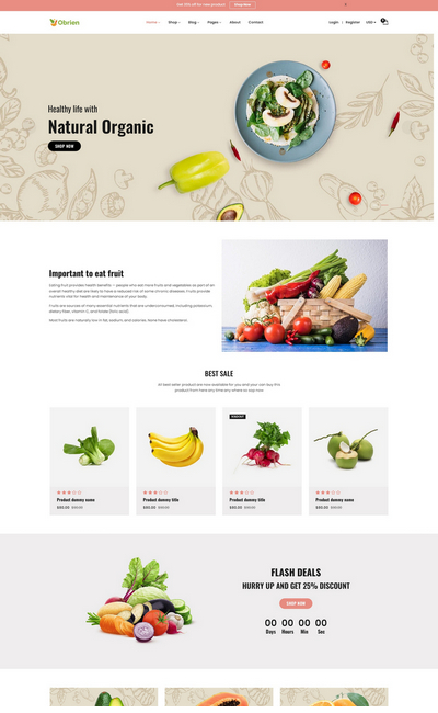 多风格绿色有机蔬菜水果商城html5模板