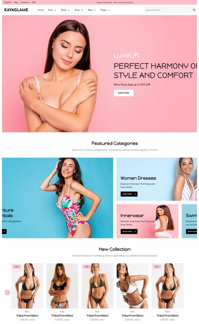 时尚女士内衣在线商城html5网站模板