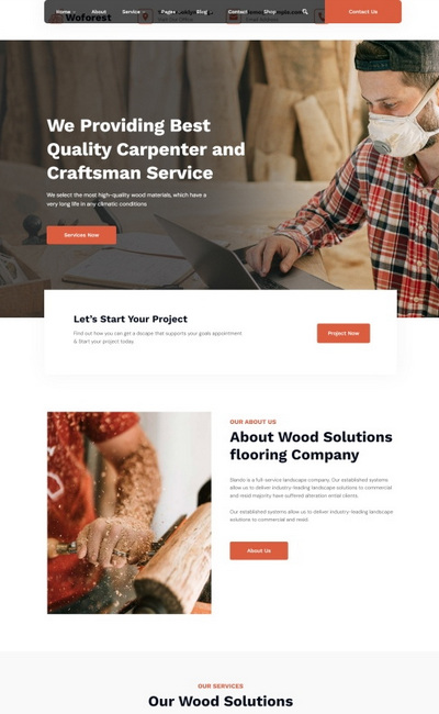 木制品家具定制服务公司宣传页网站模板