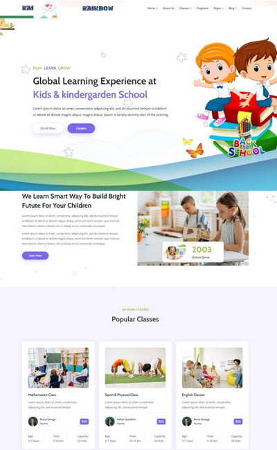 儿童幼儿早教教育培训html网站模板