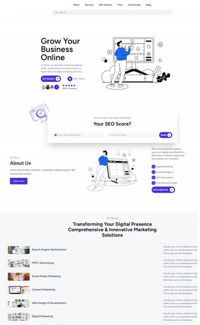 SEO数字营销服务公司单页网站模板