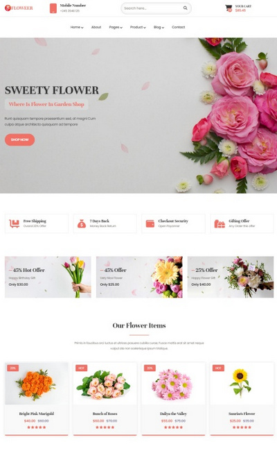 花店在线商城html5网站模板