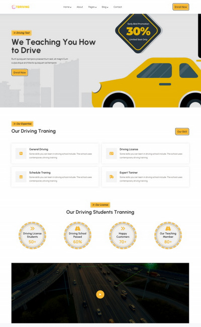 驾照考试驾校培训企业html5网站模板